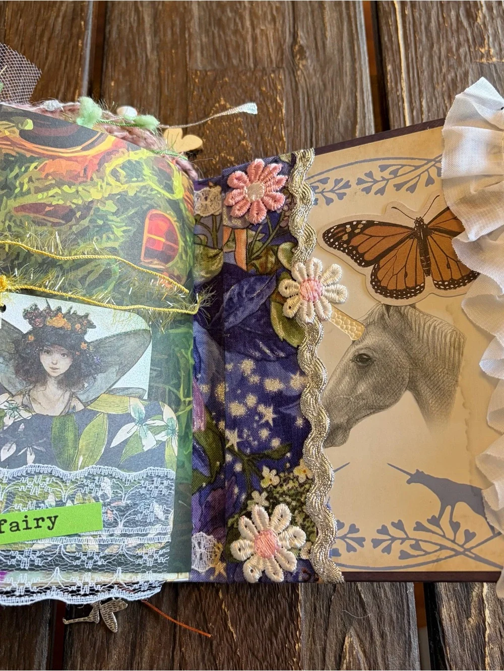 Fairy Woodland Magic Junk Journal HC Mystery Of Unicorns Decorated 3 Signatures